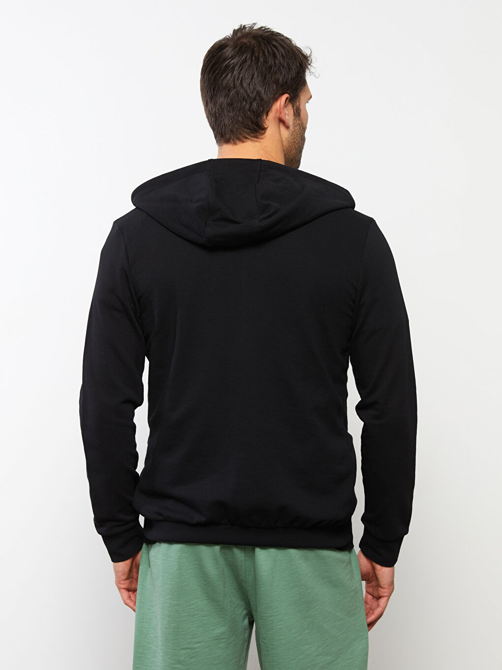 LCWAIKIKI Basic Yeni Siyah Kapüşonlu Uzun Kollu Erkek Fermuarlı Sweatshirt - 5