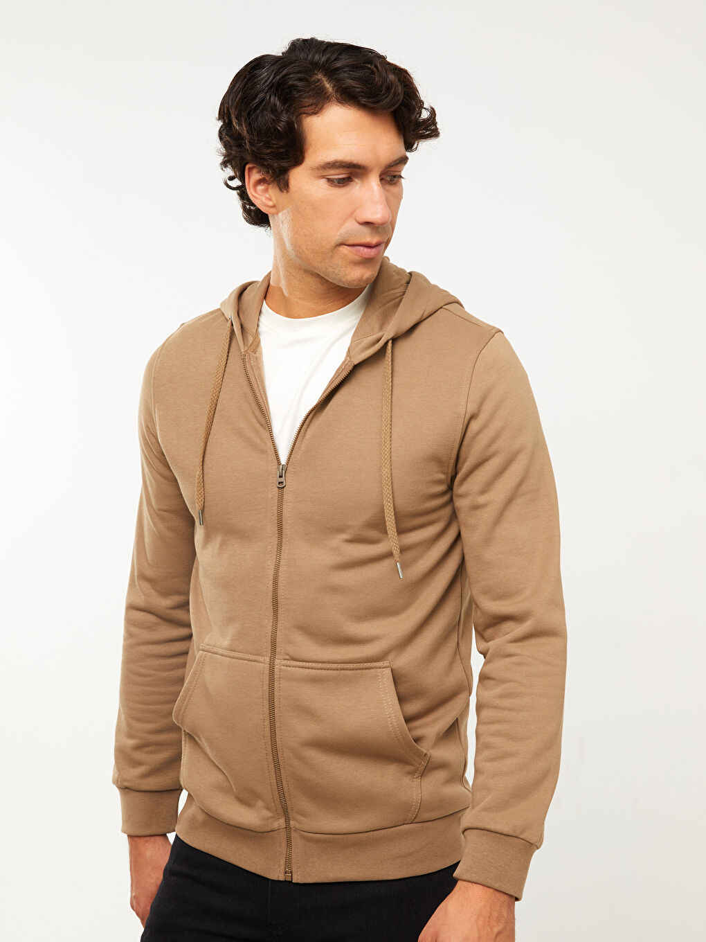 LCWAIKIKI Basic Comfortable Fit Hooded Men's Thick Sports Cardigan -W21902Z8-GUT