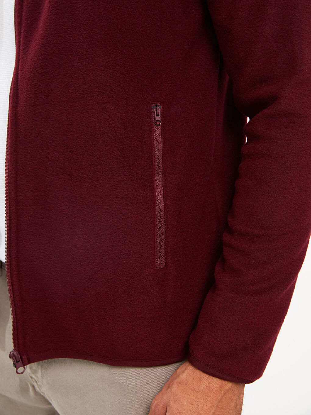 Bordo Rahat Kalıp Dik Yaka Erkek Spor Hırka-3