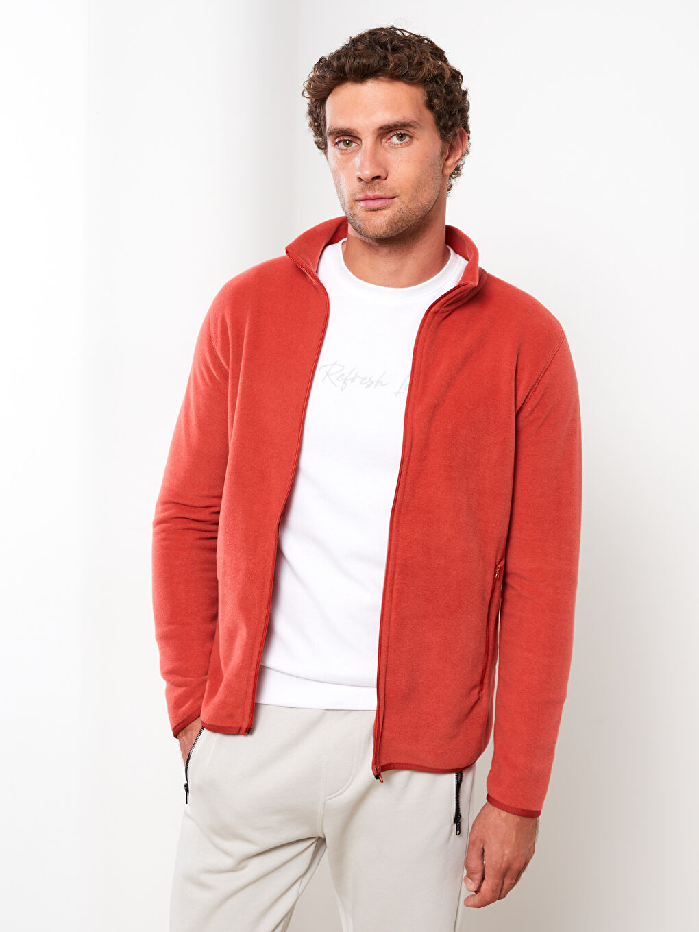 Cardigan de Sport pour Hommes à Col Cheminée Coupe Décontractée-2