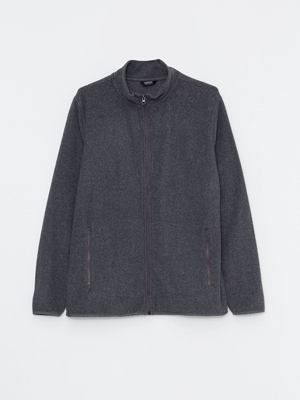 Gri Rahat Kalıp Dik Yaka Erkek Spor Hırka-5