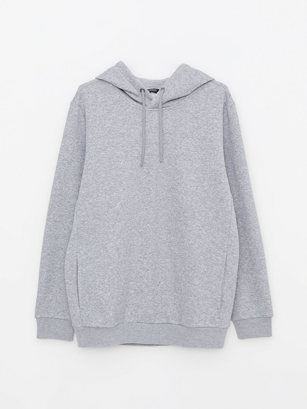 LCWAIKIKI Basic Gri Melanj Uzun Kollu Erkek Hoodie - 5