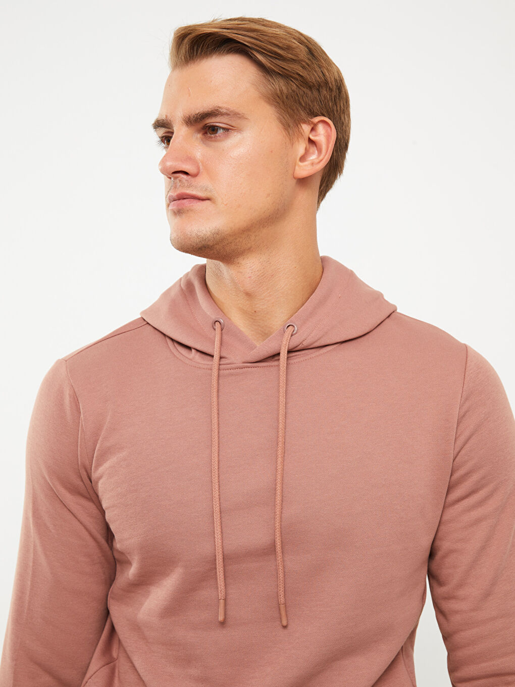 LCWAIKIKI Basic Mat Pembe Uzun Kollu Erkek Hoodie - 2