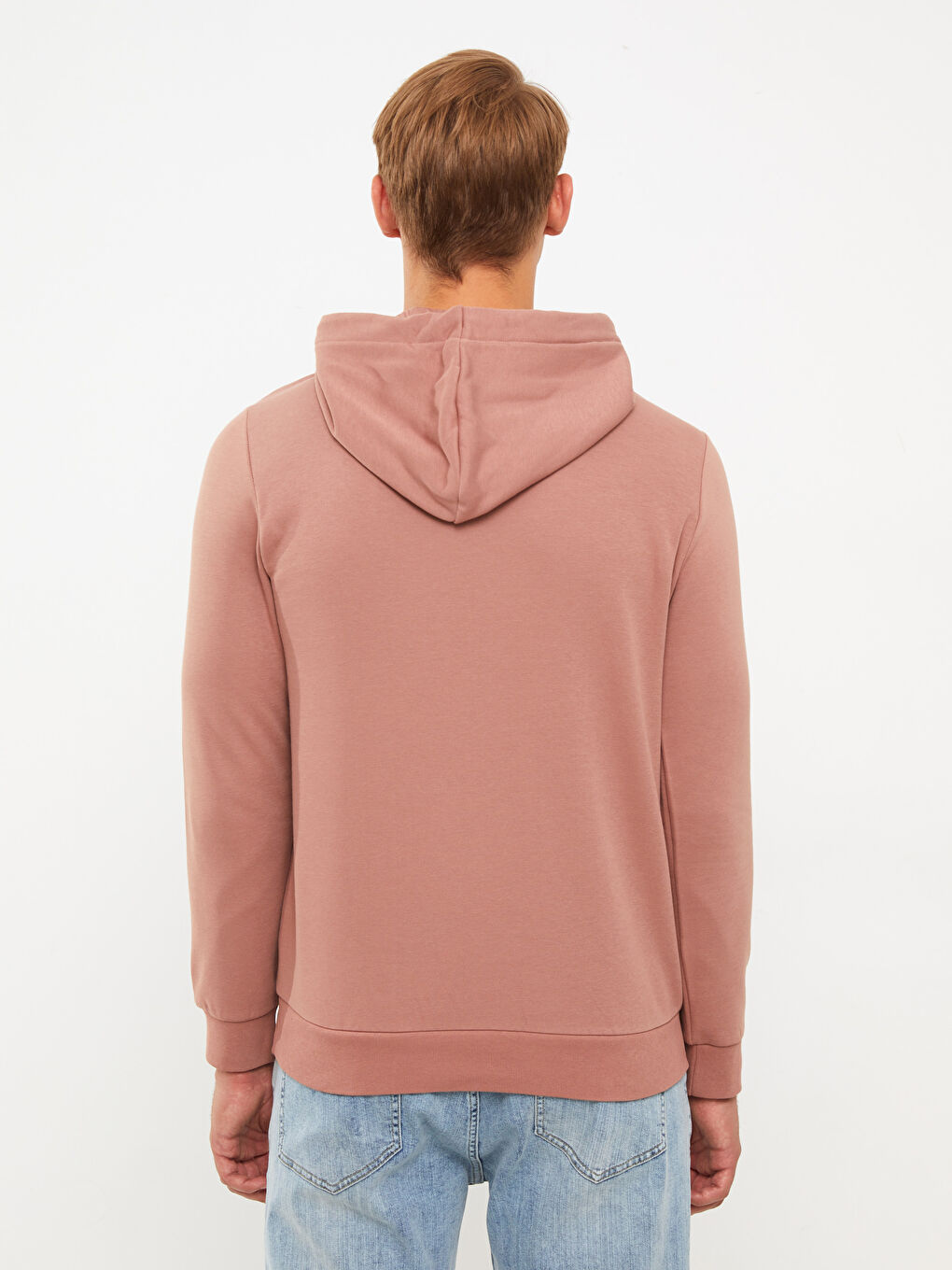 LCWAIKIKI Basic Mat Pembe Uzun Kollu Erkek Hoodie - 4