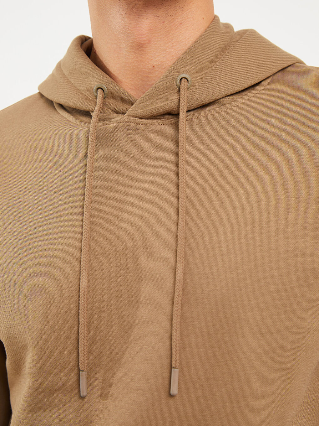 LCWAIKIKI Basic Açık Kahverengi Uzun Kollu Erkek Hoodie - 3