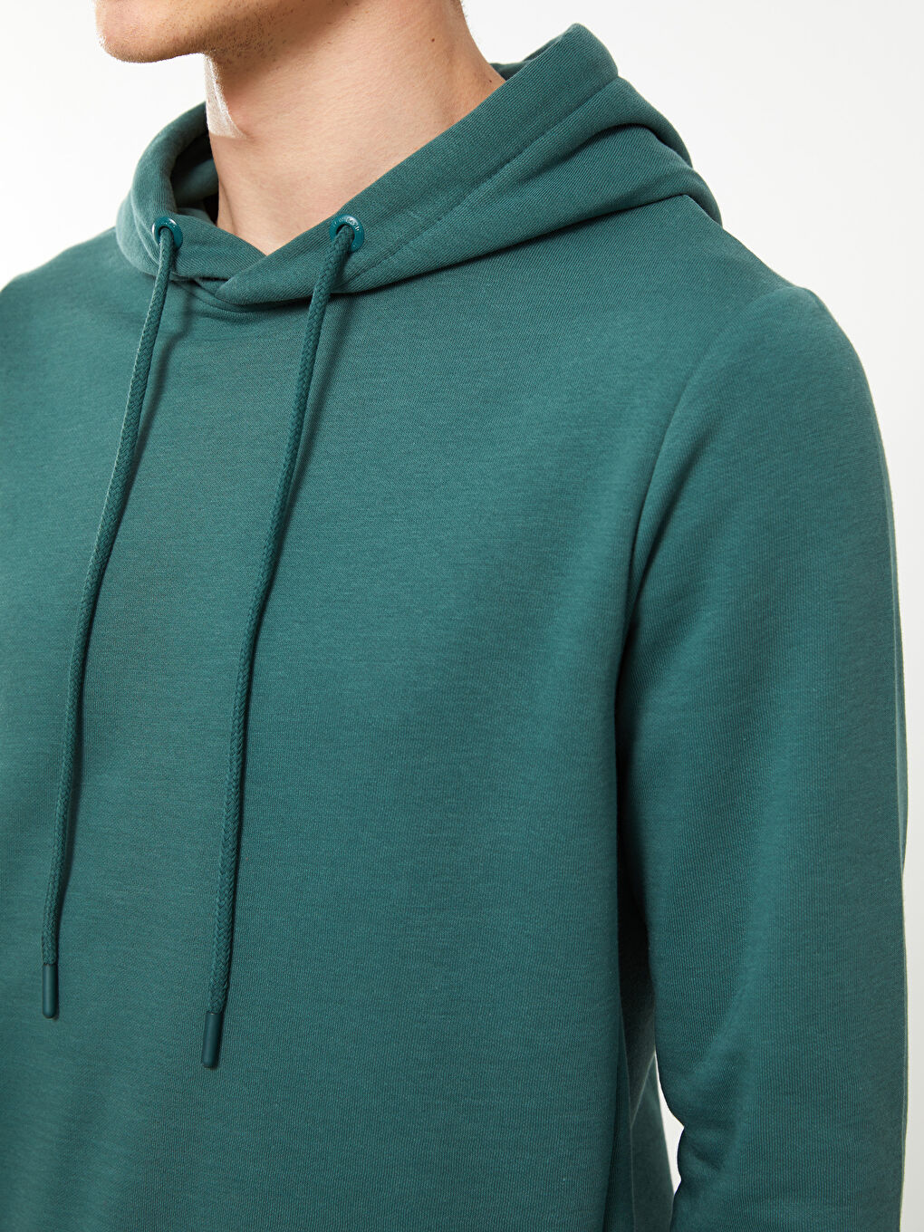 LCWAIKIKI Basic Yeşil Uzun Kollu Erkek Kalın Hoodie - 2