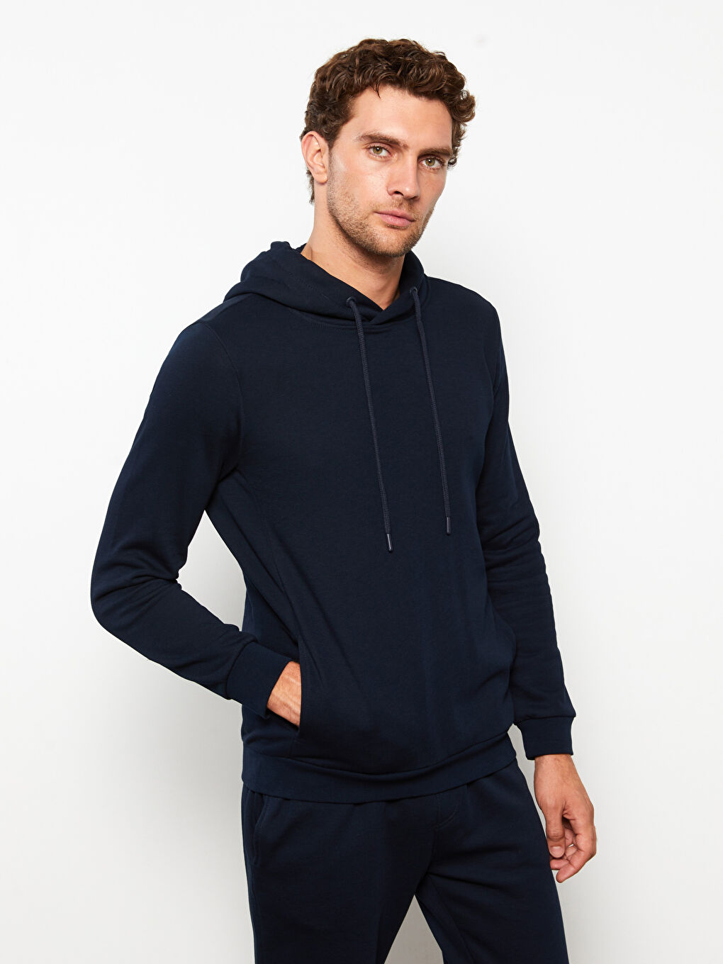 LCWAIKIKI Basic Lacivert Uzun Kollu Erkek Hoodie - 2