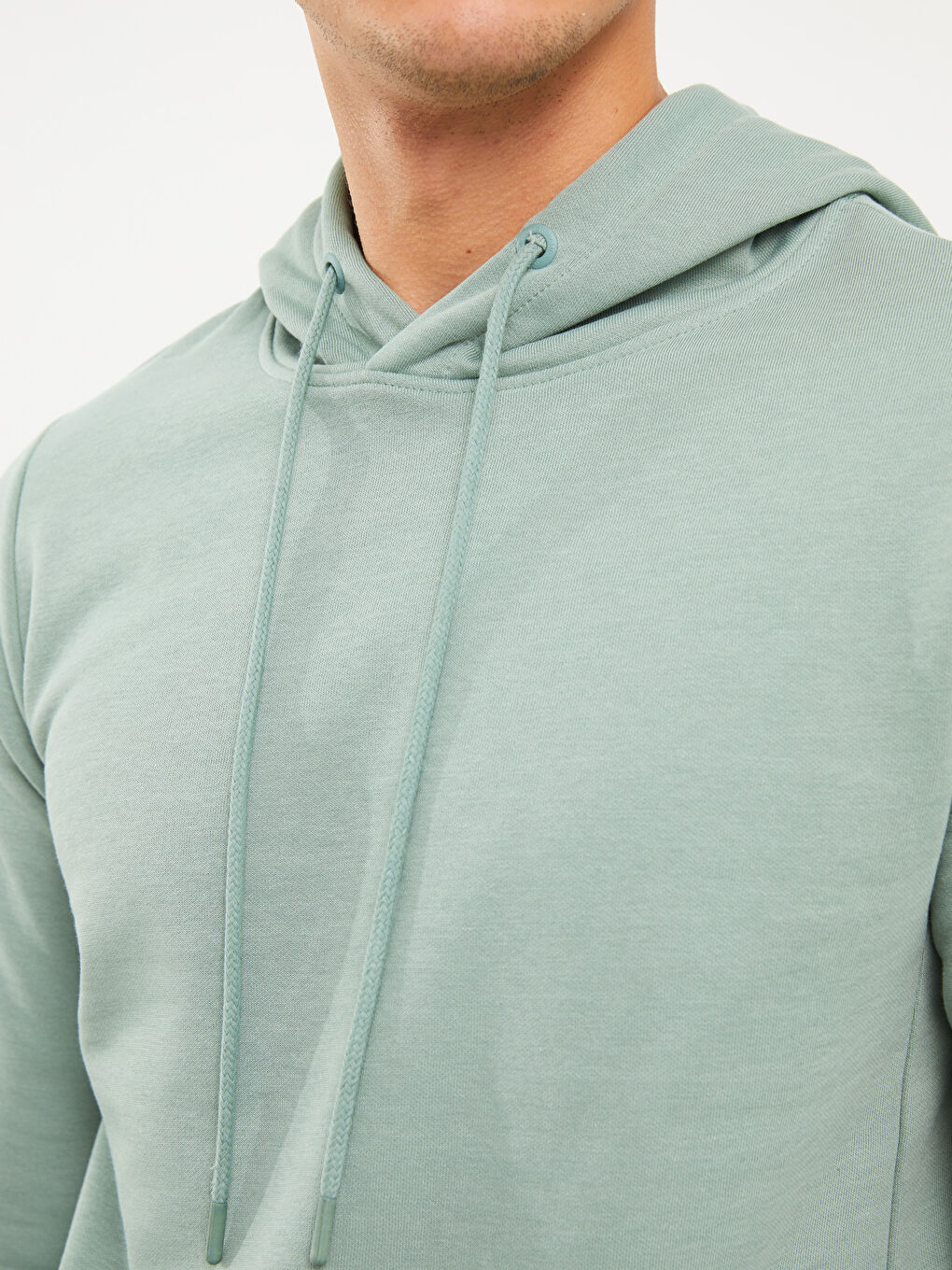 LCWAIKIKI Basic Mat Yeşil Uzun Kollu Erkek Hoodie - 3