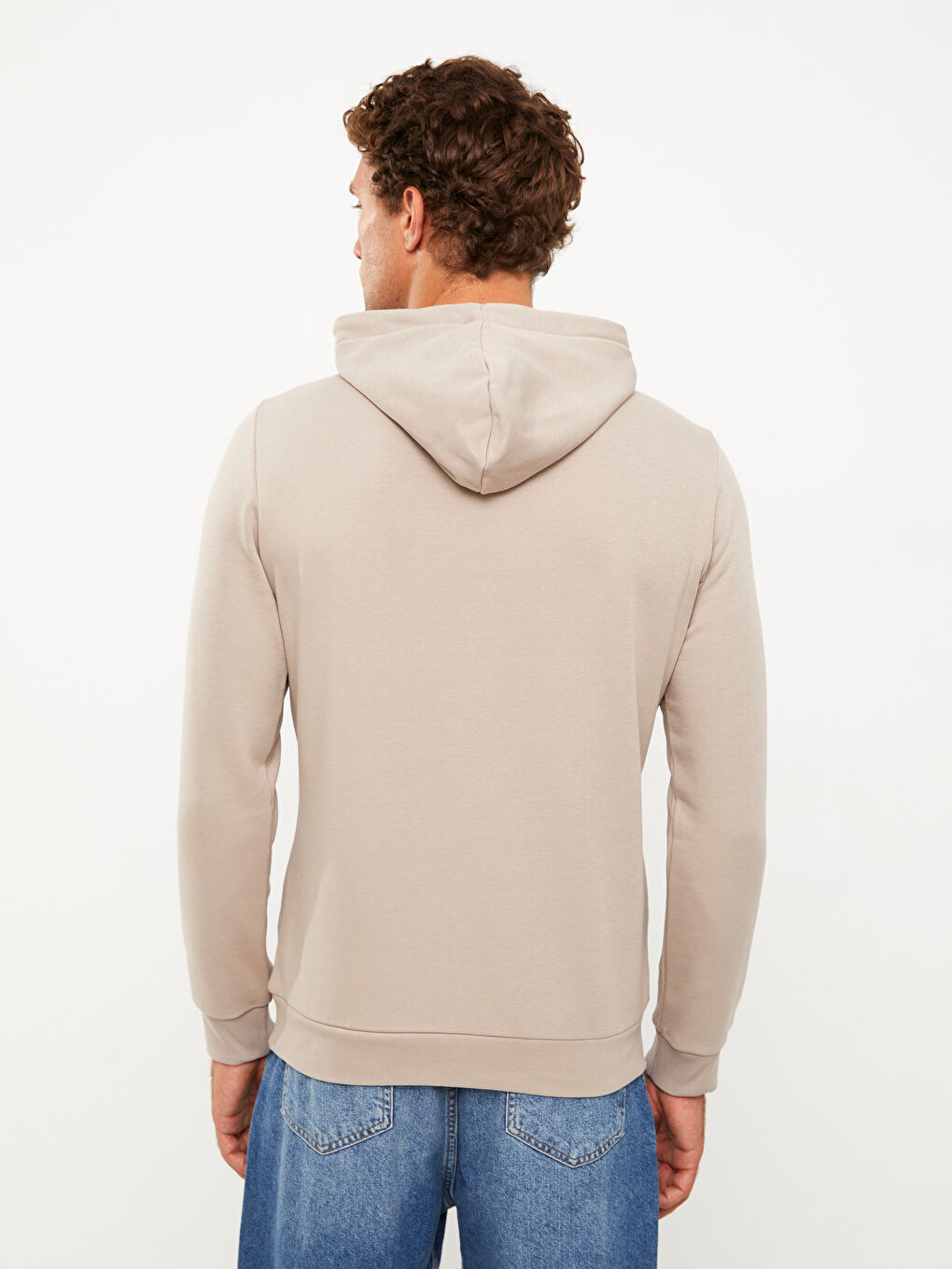 LCWAIKIKI Basic Bej Uzun Kollu Erkek Hoodie - 4