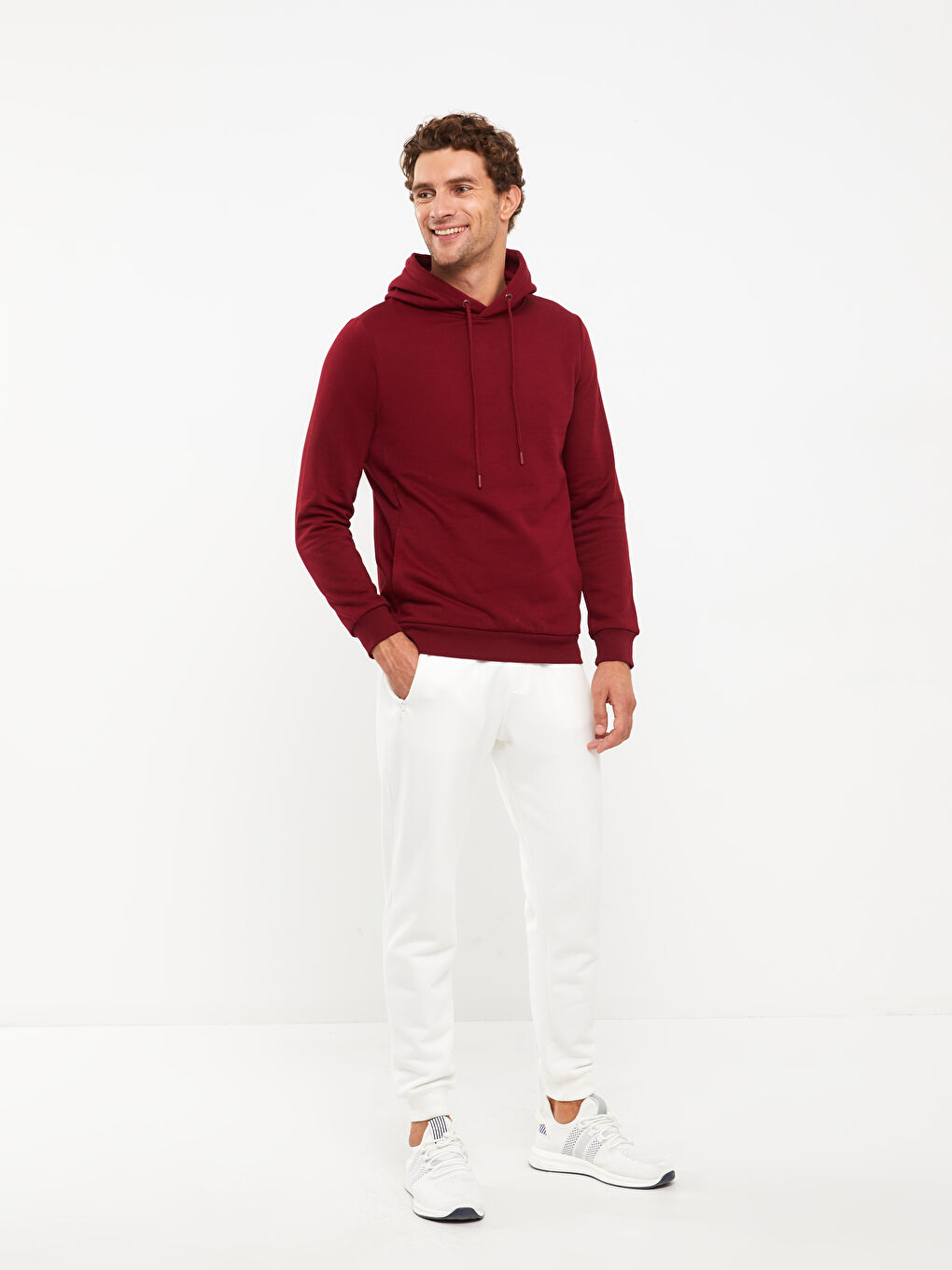 LCWAIKIKI Basic Bordo Uzun Kollu Erkek Hoodie