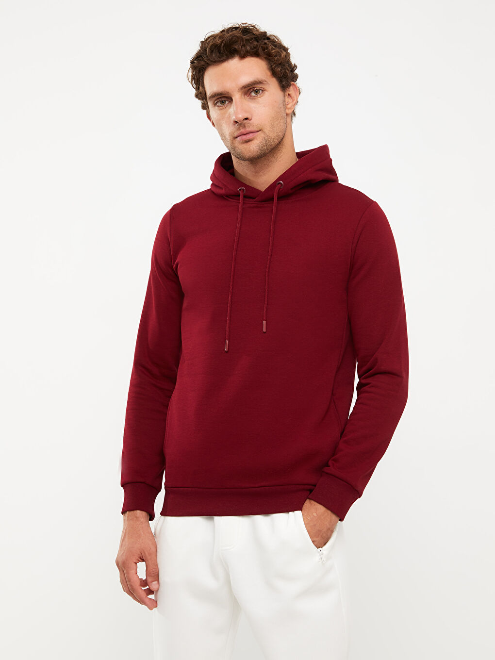 LCWAIKIKI Basic Bordo Uzun Kollu Erkek Hoodie - 2