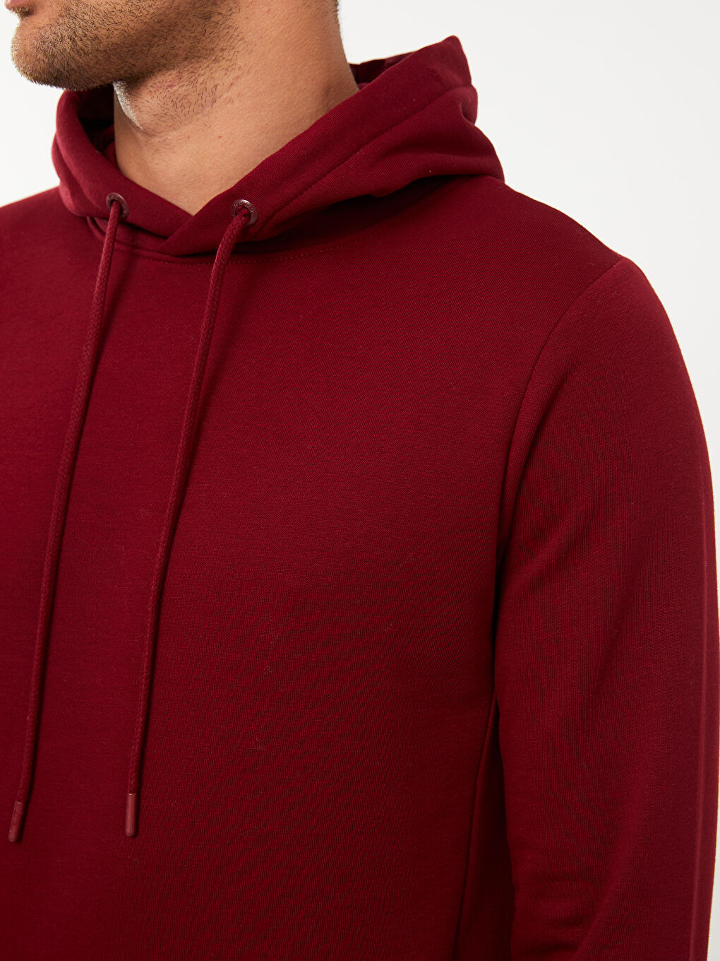 LCWAIKIKI Basic Bordo Uzun Kollu Erkek Hoodie - 3