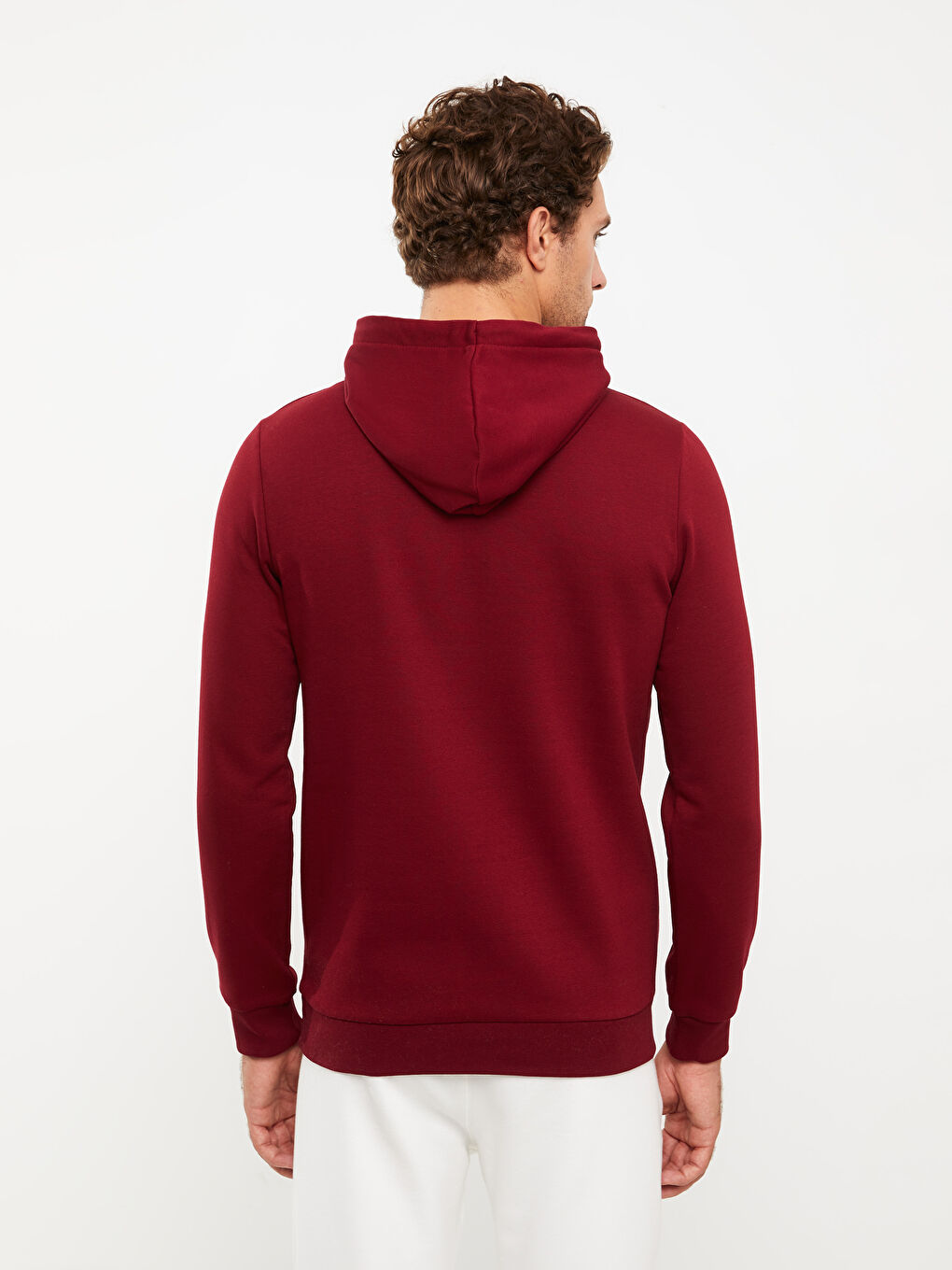 LCWAIKIKI Basic Bordo Uzun Kollu Erkek Hoodie - 4