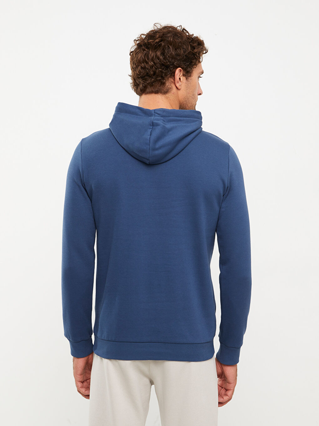 LCWAIKIKI Basic Lacivert Uzun Kollu Erkek Kalın Hoodie - 4