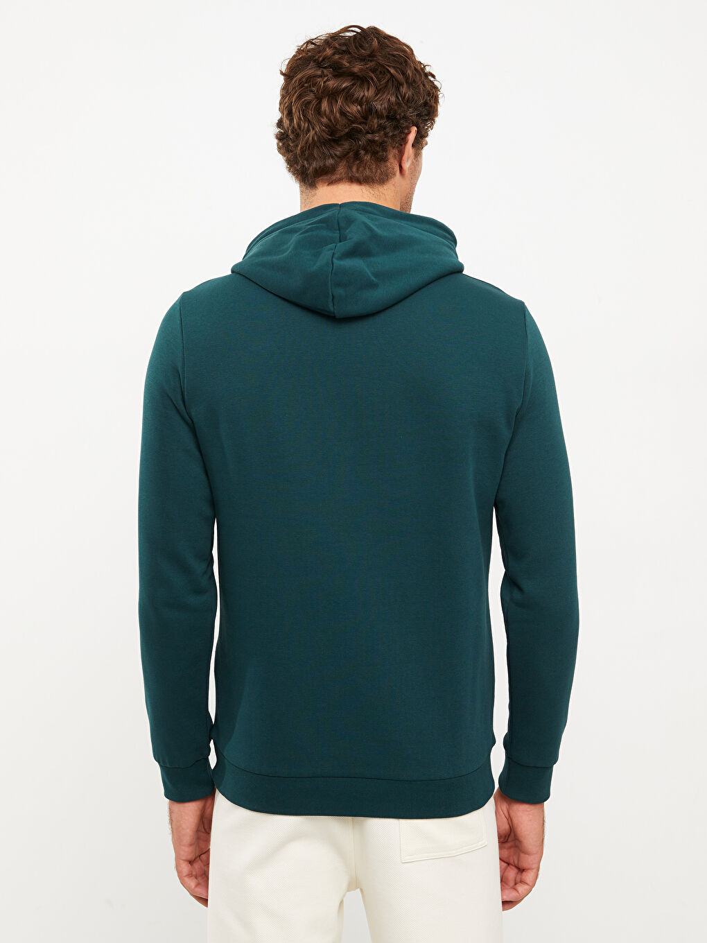 LCWAIKIKI Basic Yeşil Uzun Kollu Erkek Kalın Hoodie - 4