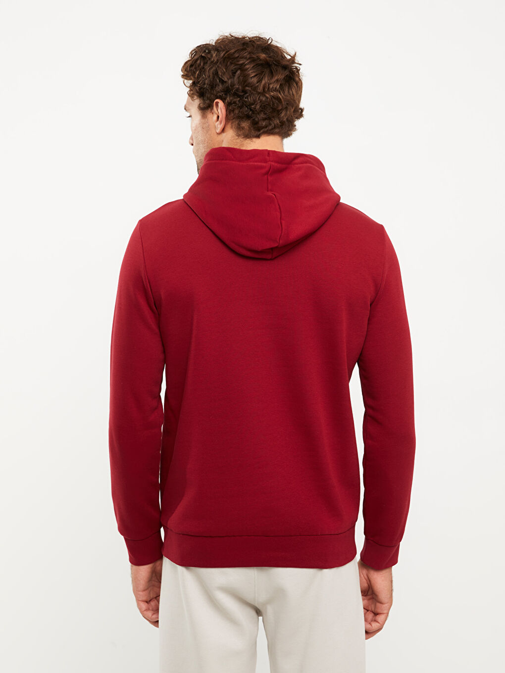 LCWAIKIKI Basic Bordo Uzun Kollu Erkek Hoodie - 4