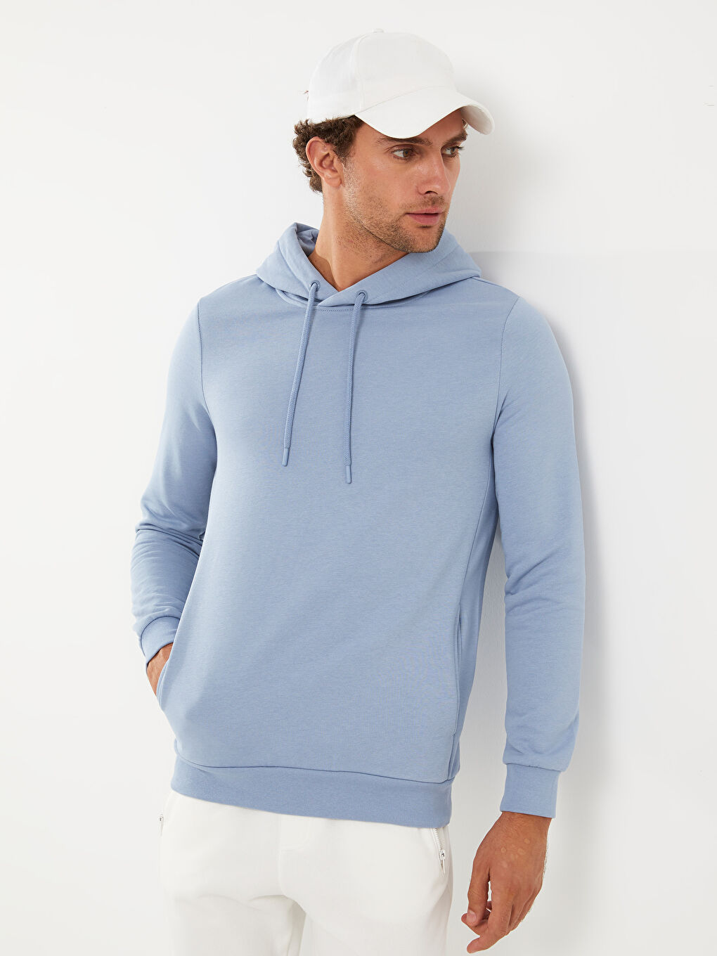 LCWAIKIKI Basic Mat Mavi Uzun Kollu Erkek Hoodie - 2