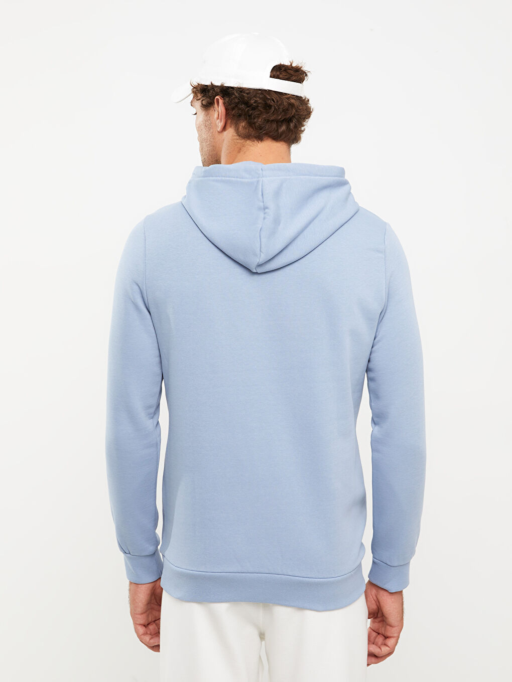 LCWAIKIKI Basic Mat Mavi Uzun Kollu Erkek Hoodie - 4