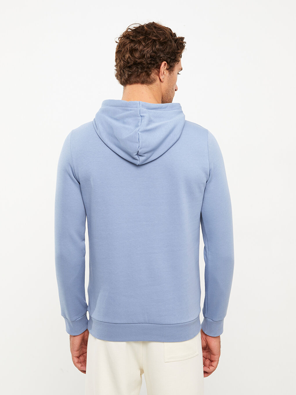 LCWAIKIKI Basic Mavi Uzun Kollu Erkek Kalın Hoodie - 4