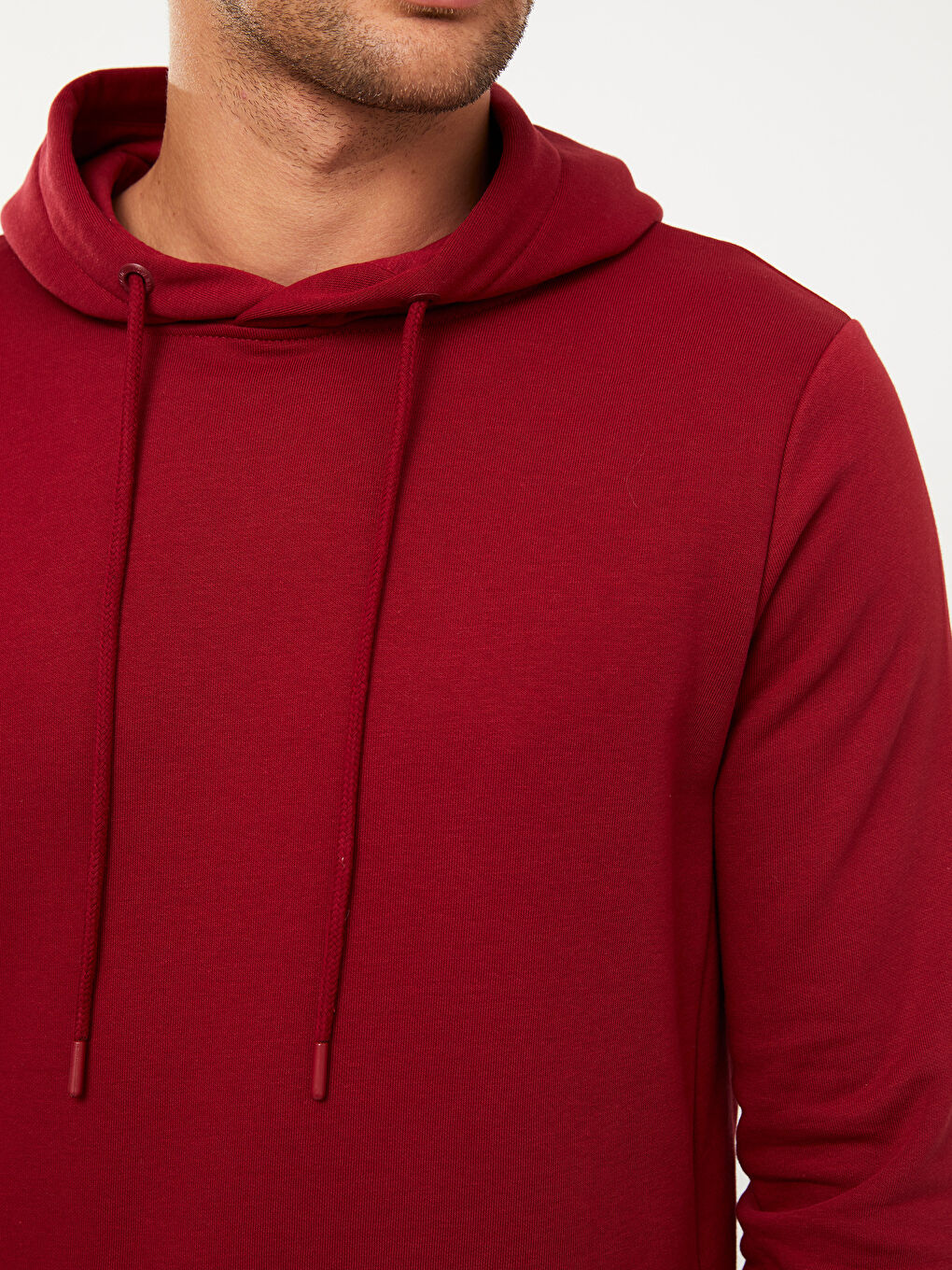 LCWAIKIKI Basic Bordo Uzun Kollu Erkek Hoodie - 3