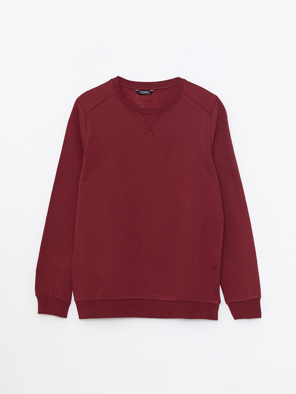 LCWAIKIKI Basic Bordo Bisiklet Yaka Uzun Kollu Erkek Sweatshirt - 5