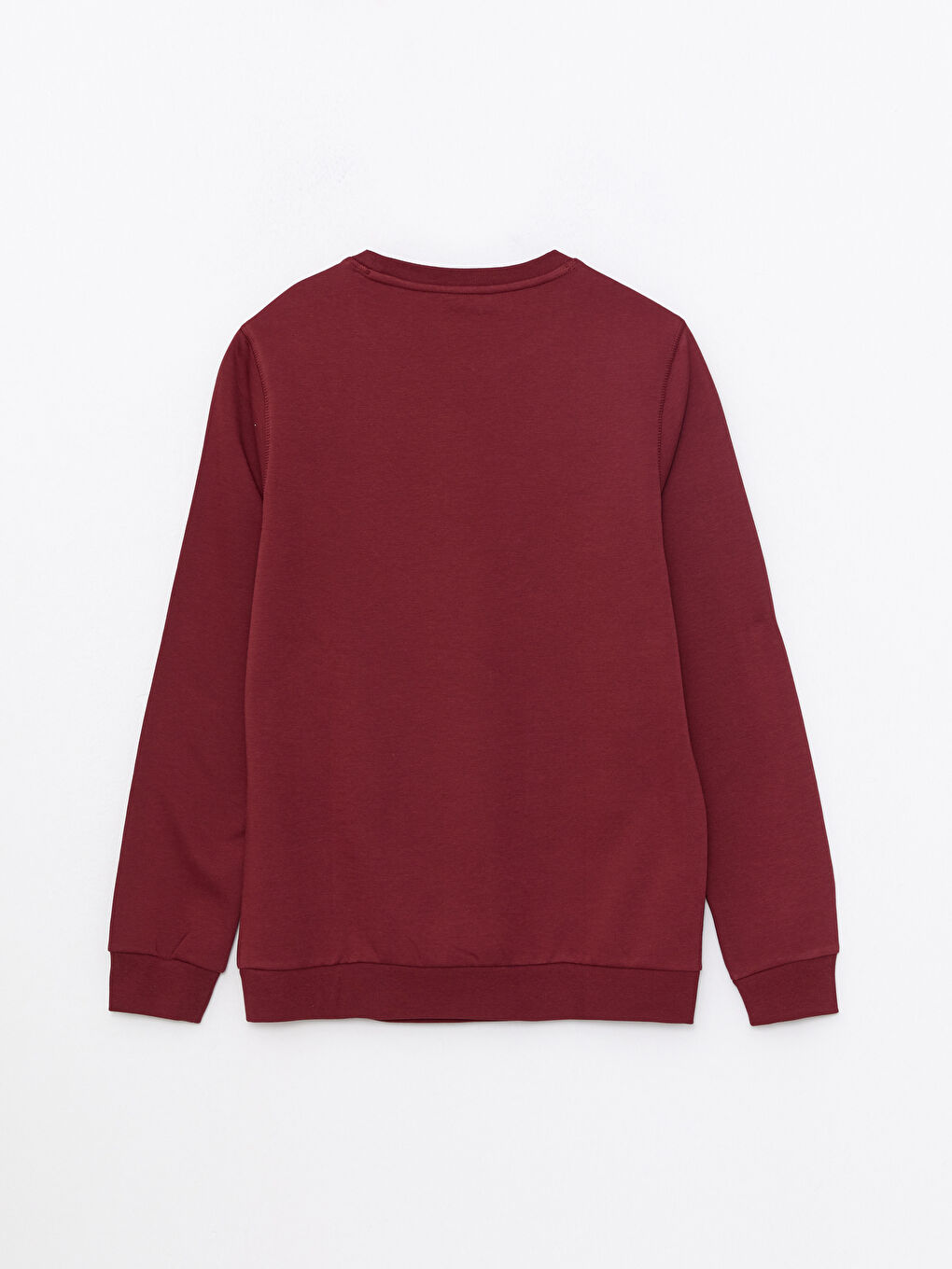 LCWAIKIKI Basic Bordo Bisiklet Yaka Uzun Kollu Erkek Sweatshirt - 6