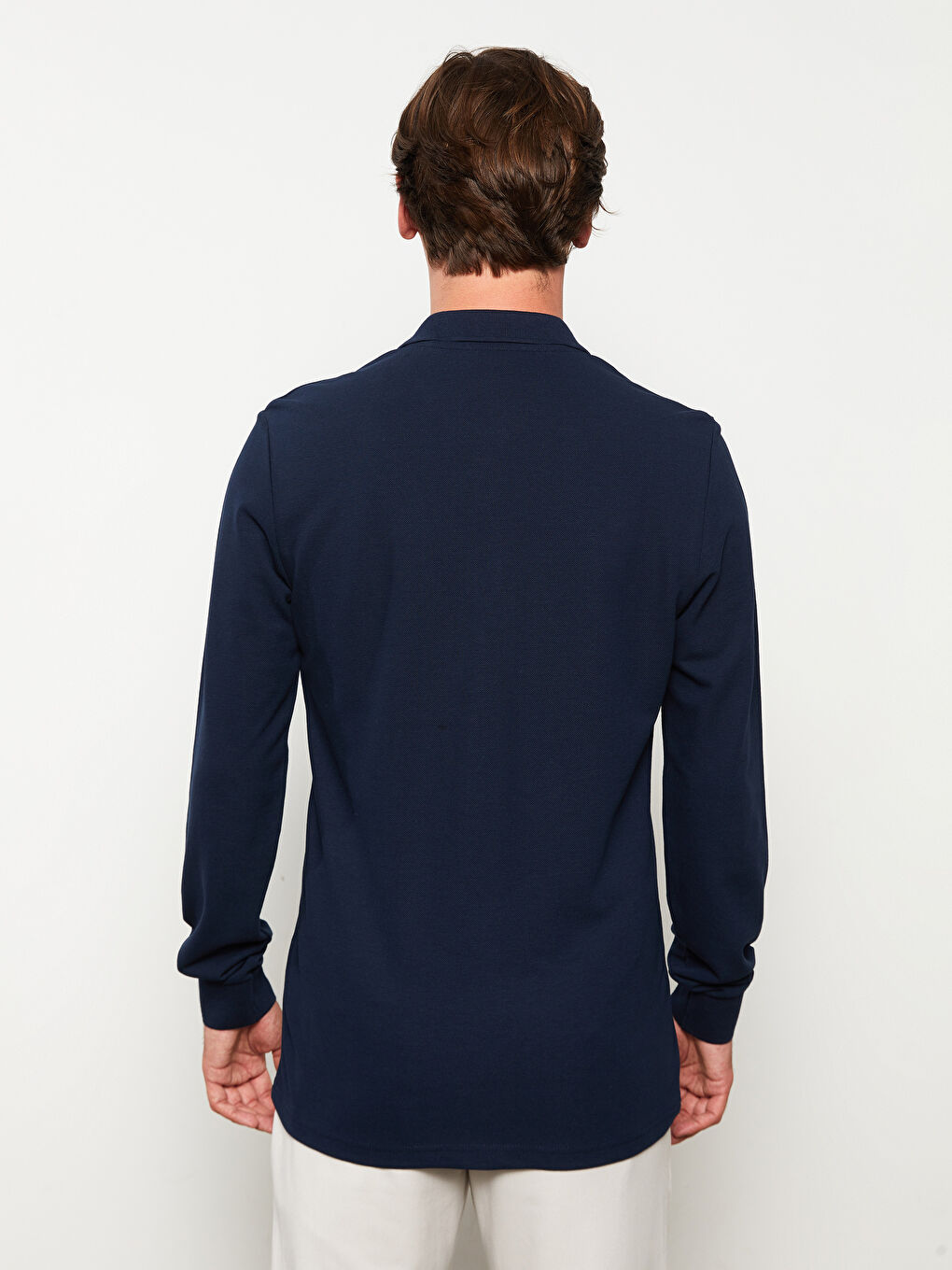 Polo Neck Long Sleeve Pique Men's T-Shirt -W21908Z8-DWP