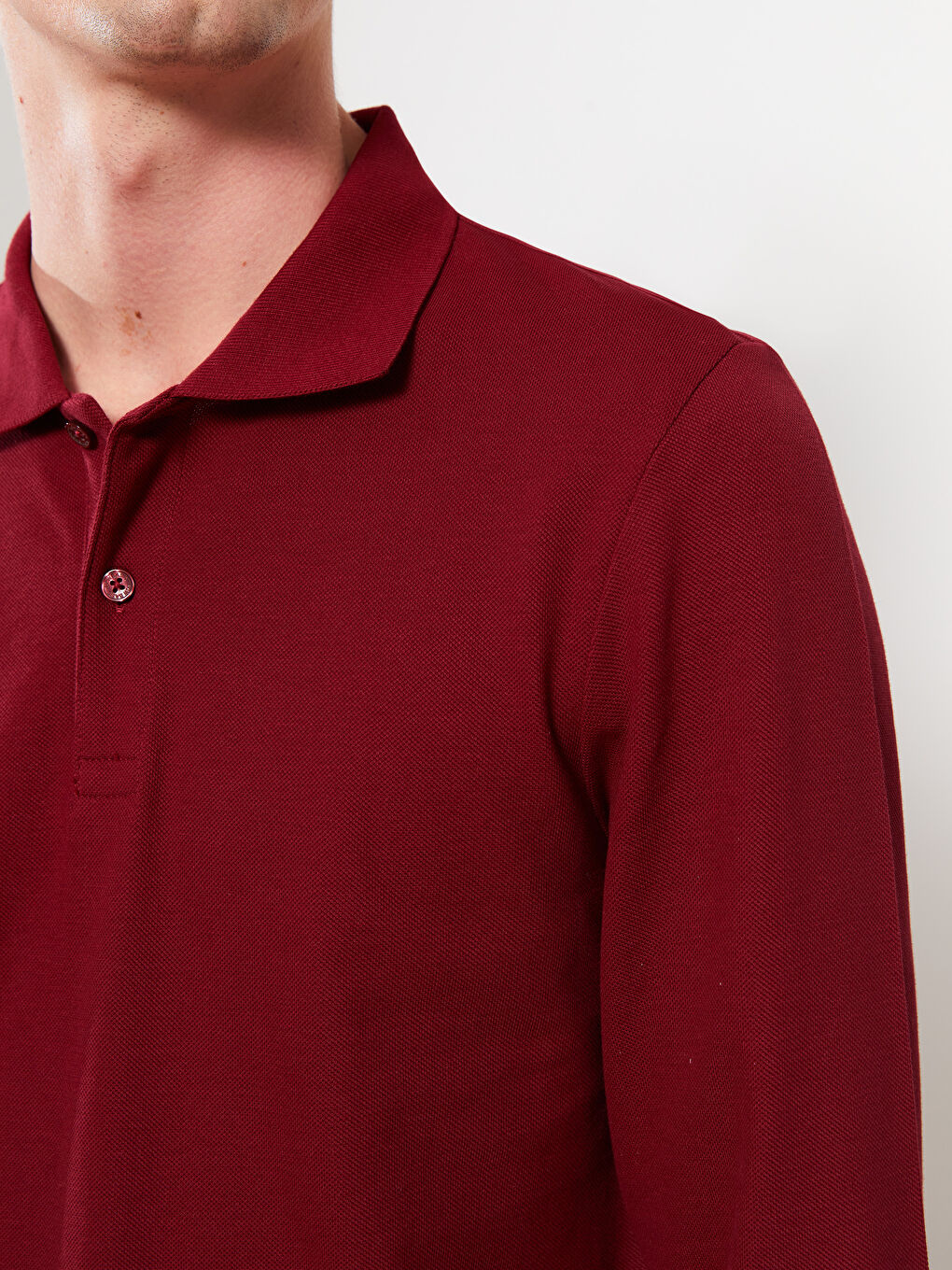 تي شيرت بياقة بولو كم طويل بيكيه للرجال-3