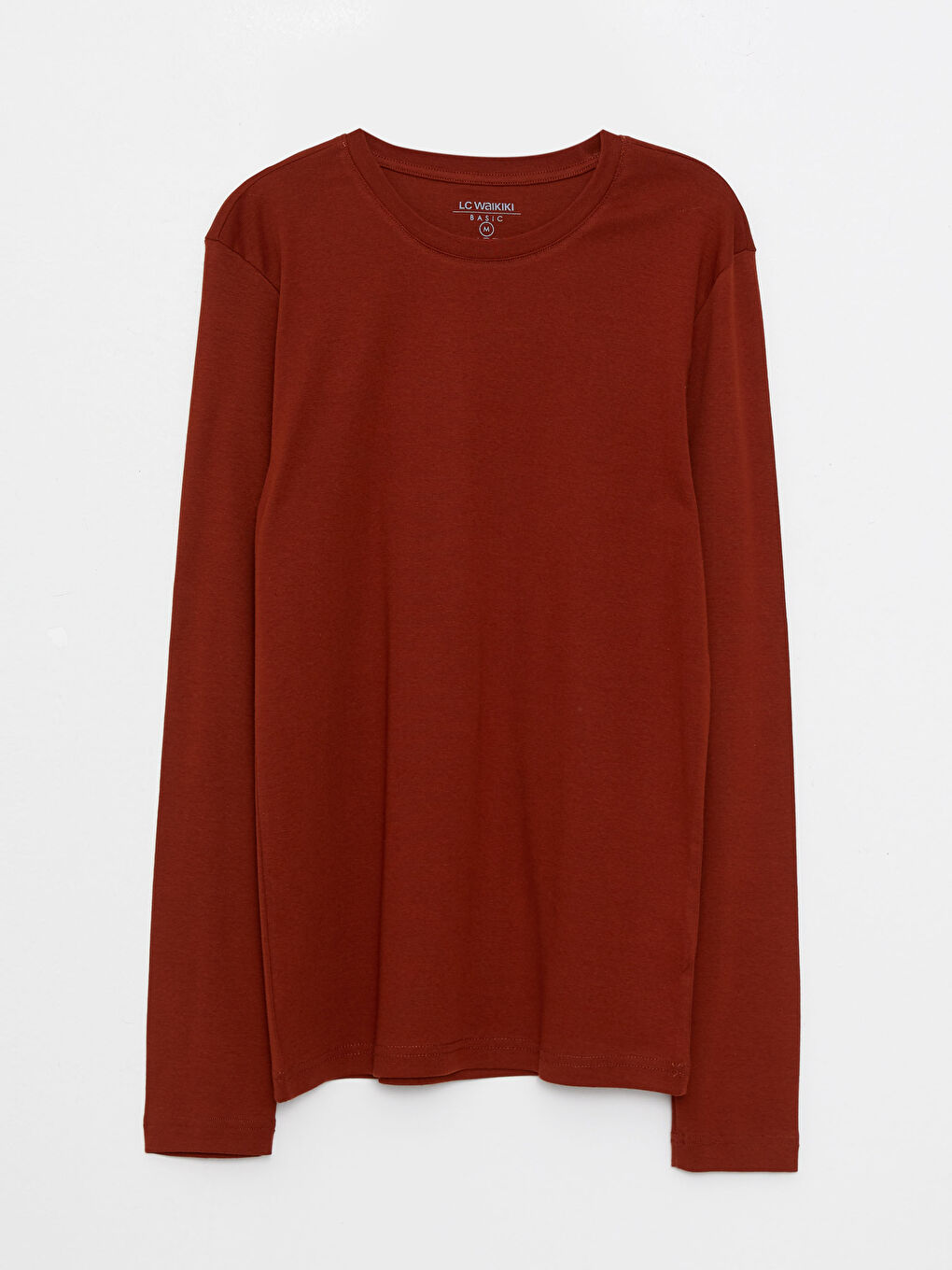 Kahverengi Bisiklet Yaka Uzun Kollu Penye Erkek Tişört-5