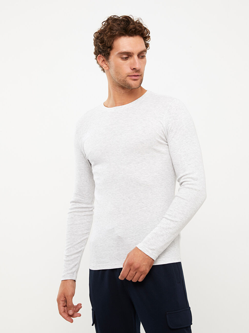 Crew Neck Long Sleeve Jersey Men's T-Shirt-1