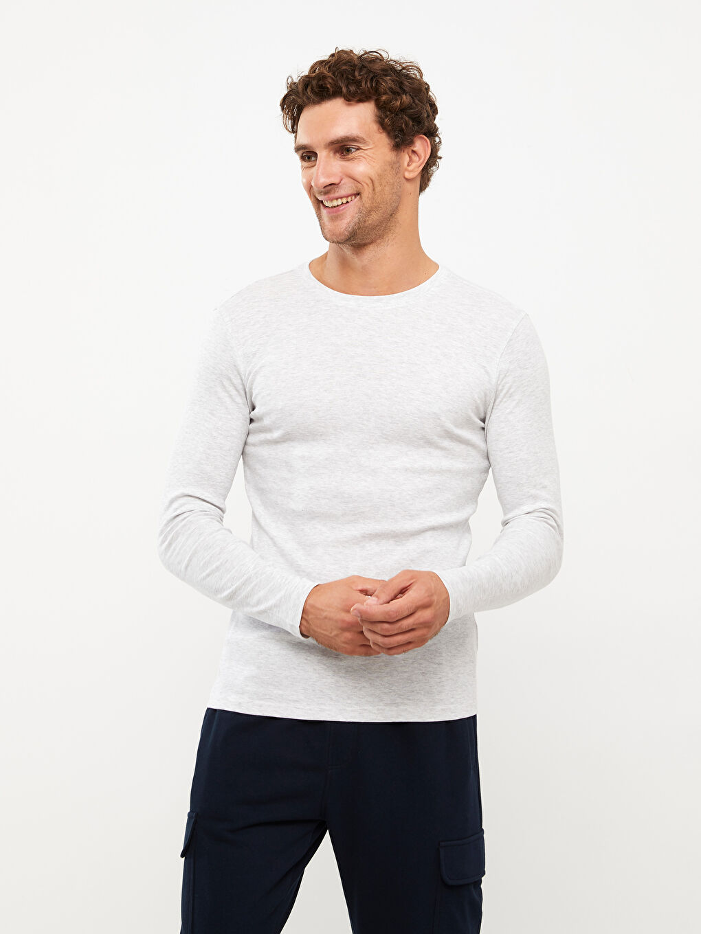 Crew Neck Long Sleeve Jersey Men's T-Shirt-2