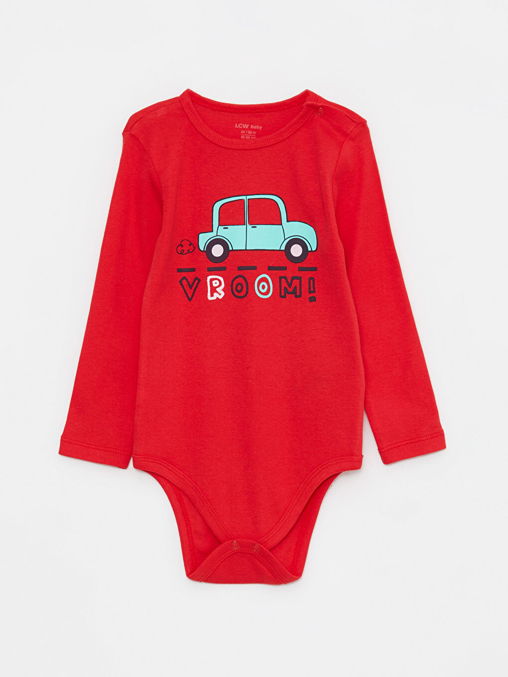 Kırmızı Bisiklet Yaka Uzun Kollu Baskılı Erkek Bebek Çıtçıtlı Bodysuit  2'li-2