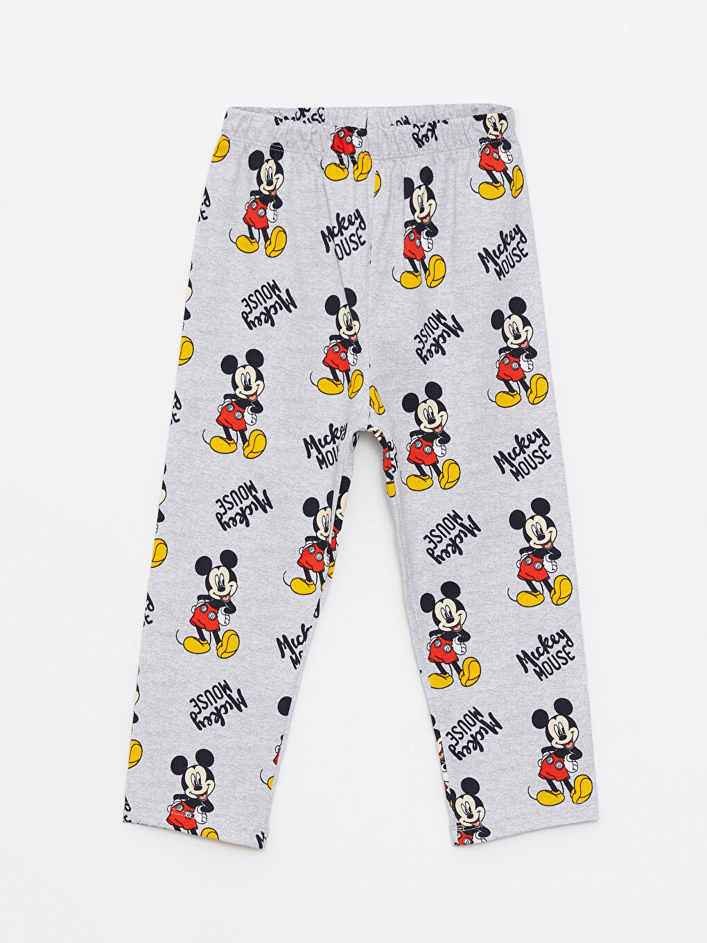 LCW baby Gri Melanj Baskılı Polo Yaka Uzun Kollu Mickey Mouse Baskılı Erkek Bebek Pijama Takımı - 2