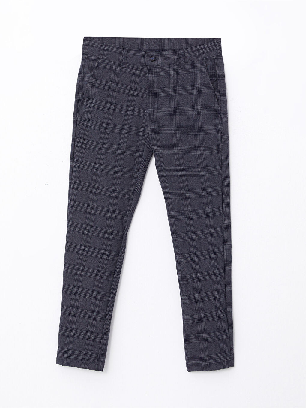 Slim Fit Plaid Men's Trousers-5