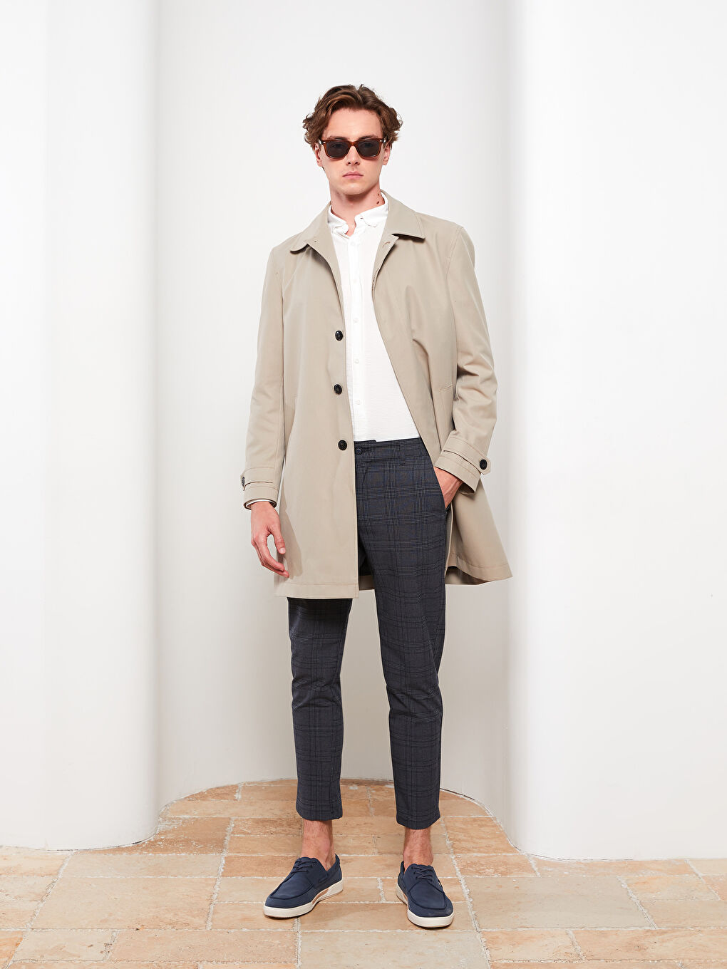 Slim Fit Plaid Men's Trousers