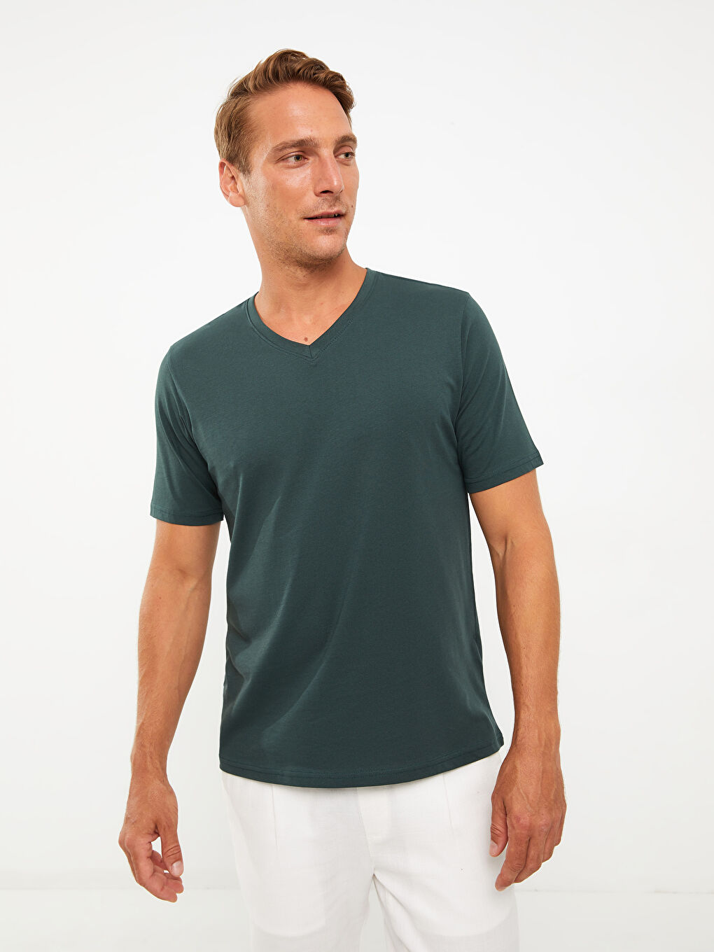 V-Neck Short Sleeve Jersey Men's T-Shirt-1