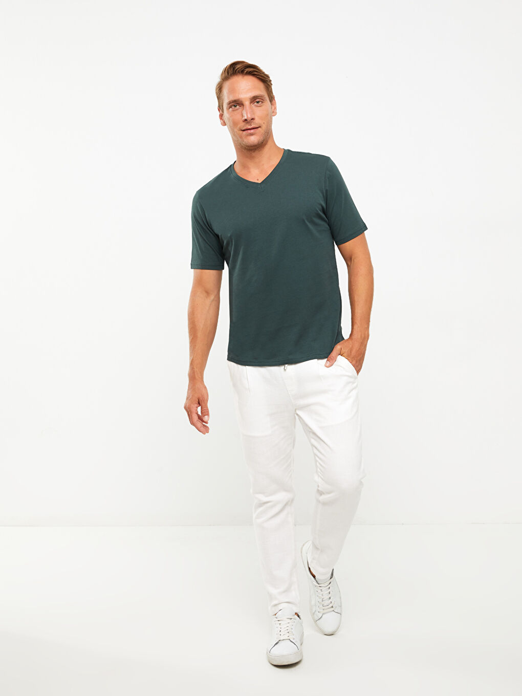V-Neck Short Sleeve Jersey Men's T-Shirt-2