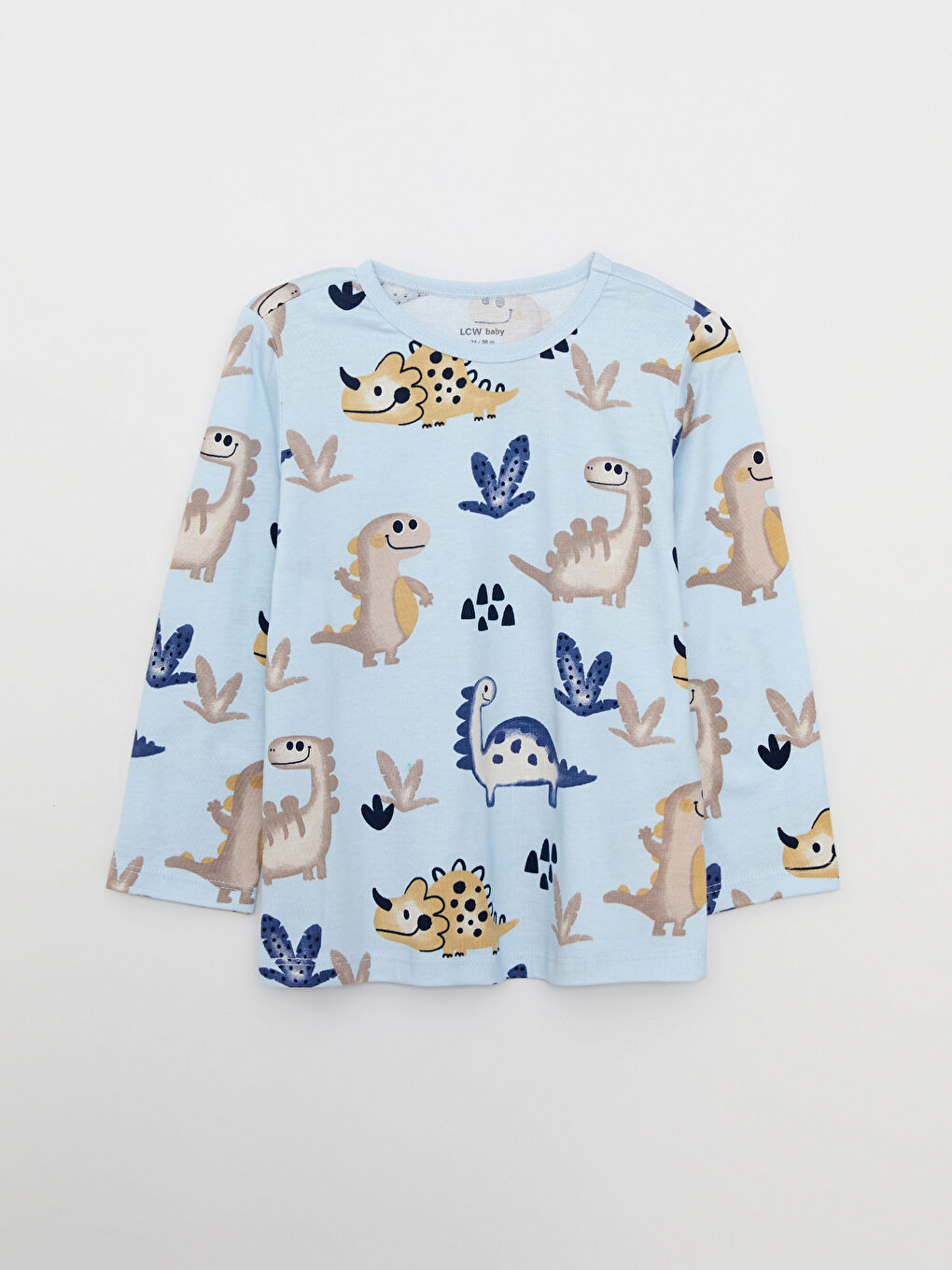 Mavi Bisiklet Yaka Uzun Kollu Baskılı Pamuklu Erkek Bebek Pijama Takım-1