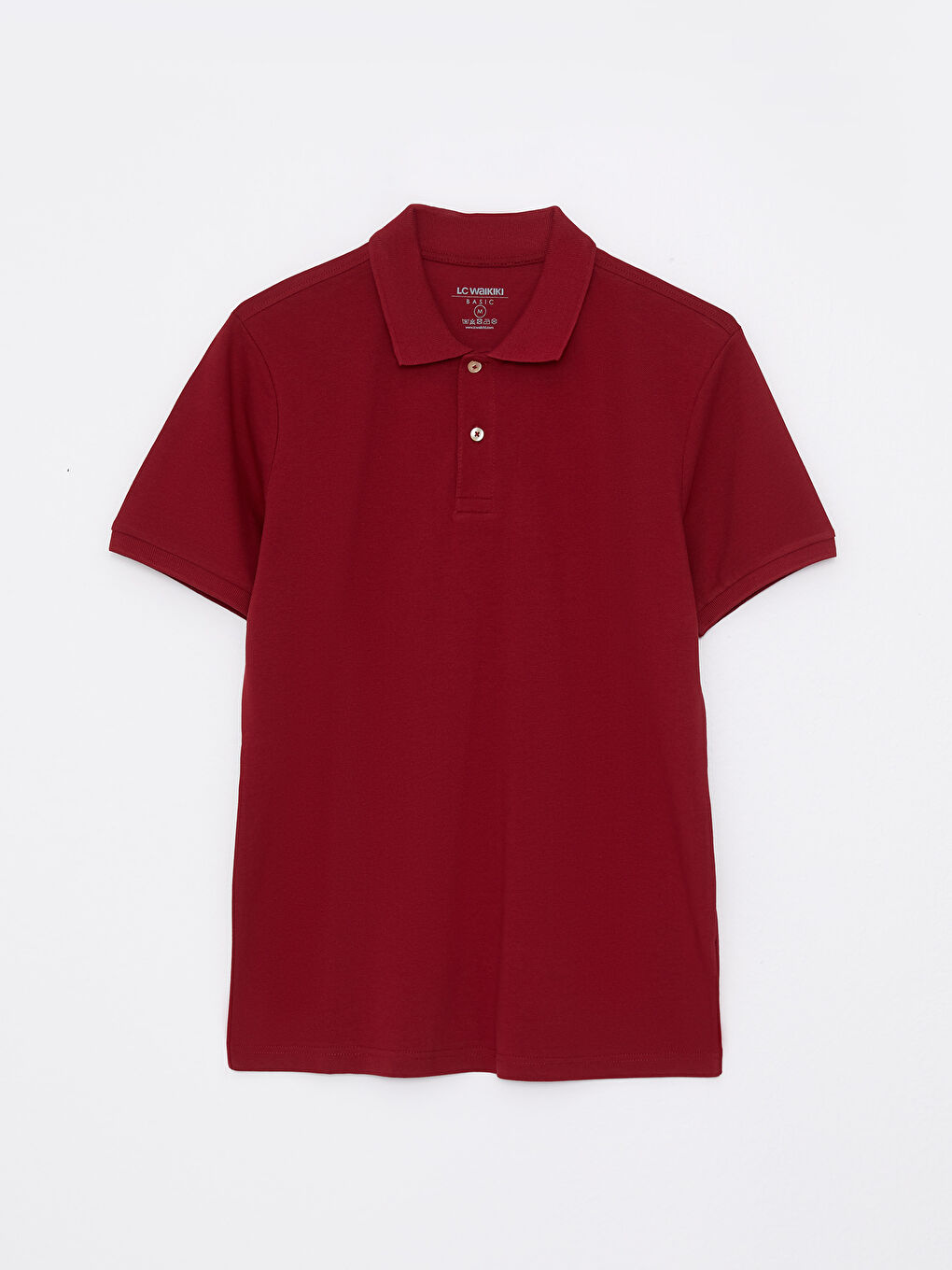 LCWAIKIKI Basic Bordo Polo Yaka Kısa Kollu Pike Erkek Tişört - 5