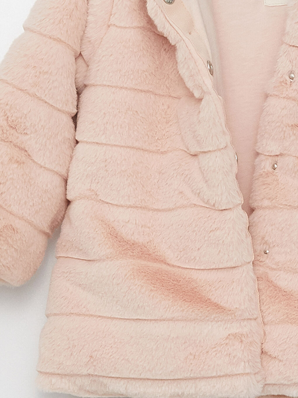 Pembe Kapüşonlu Uzun Kollu Kız Bebek Pelüş Mont-2