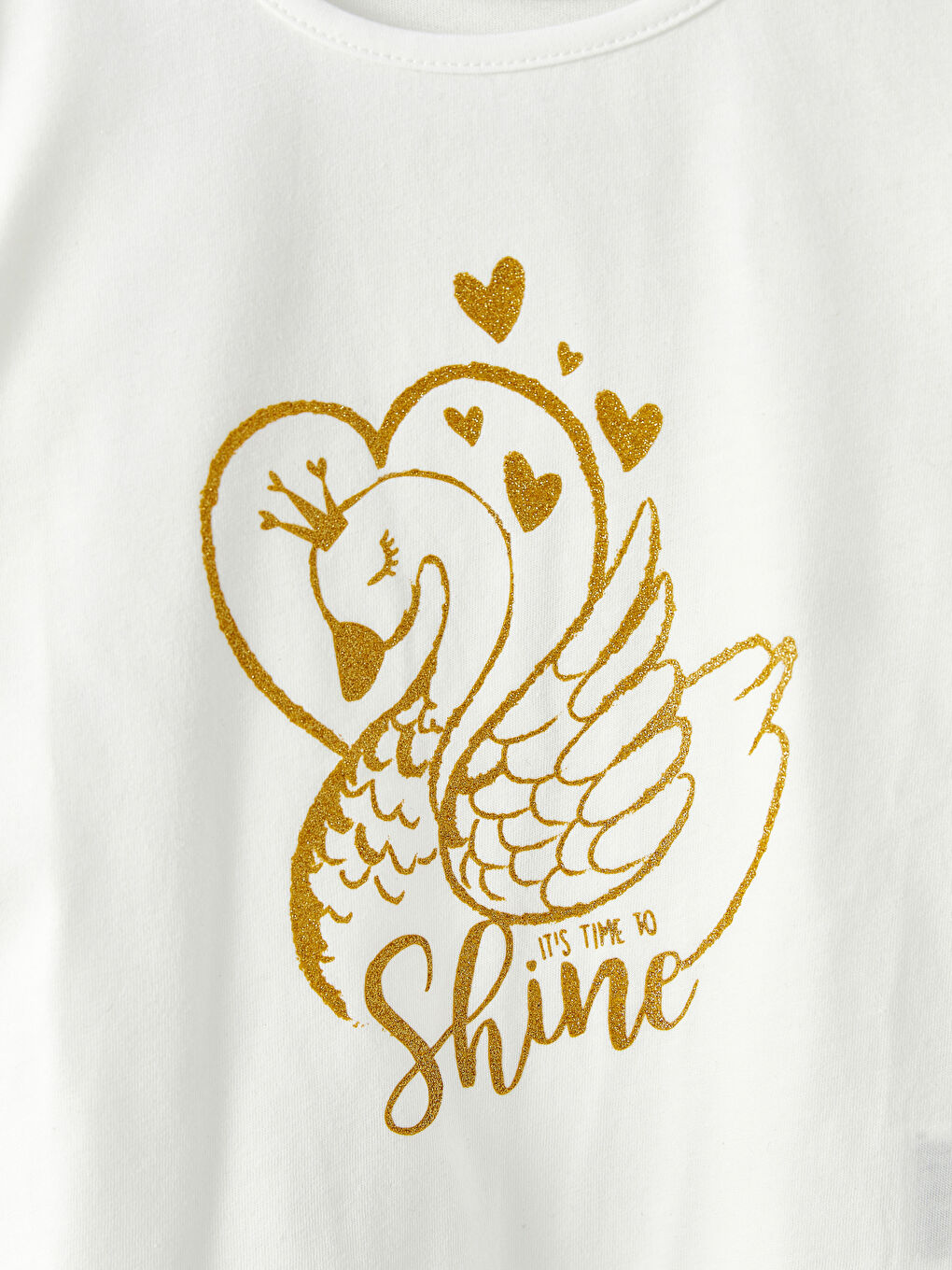 T-shirt Fille en Coton à Manches Longues Imprimé Col Rond-1