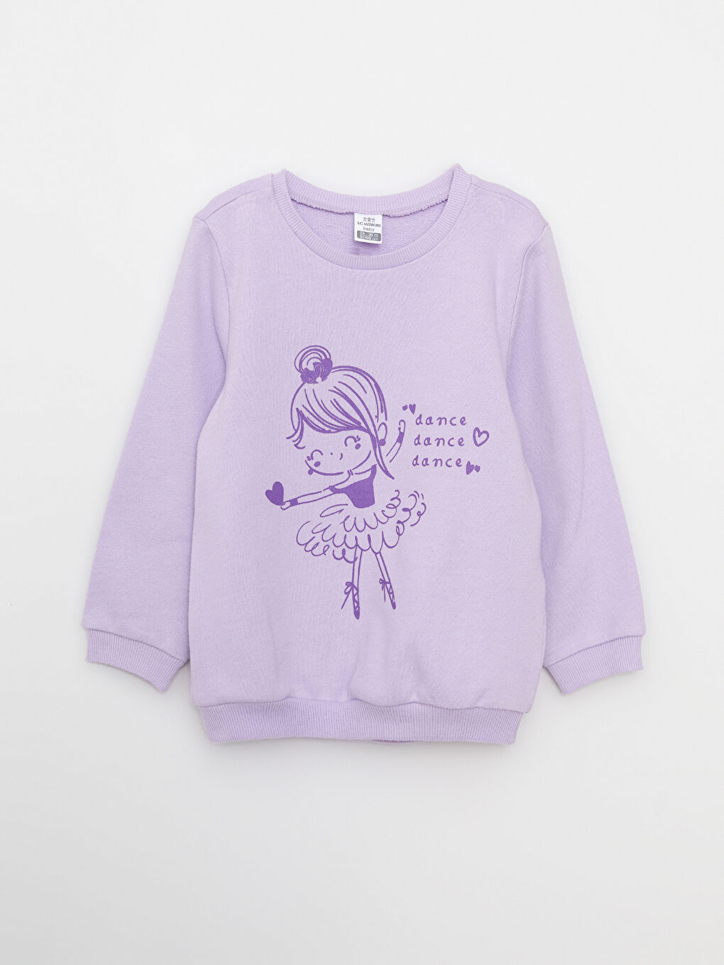 Crew Neck Long Sleeve Printed Baby Girl Sweatshirt and Trousers 2-Pack Set-1