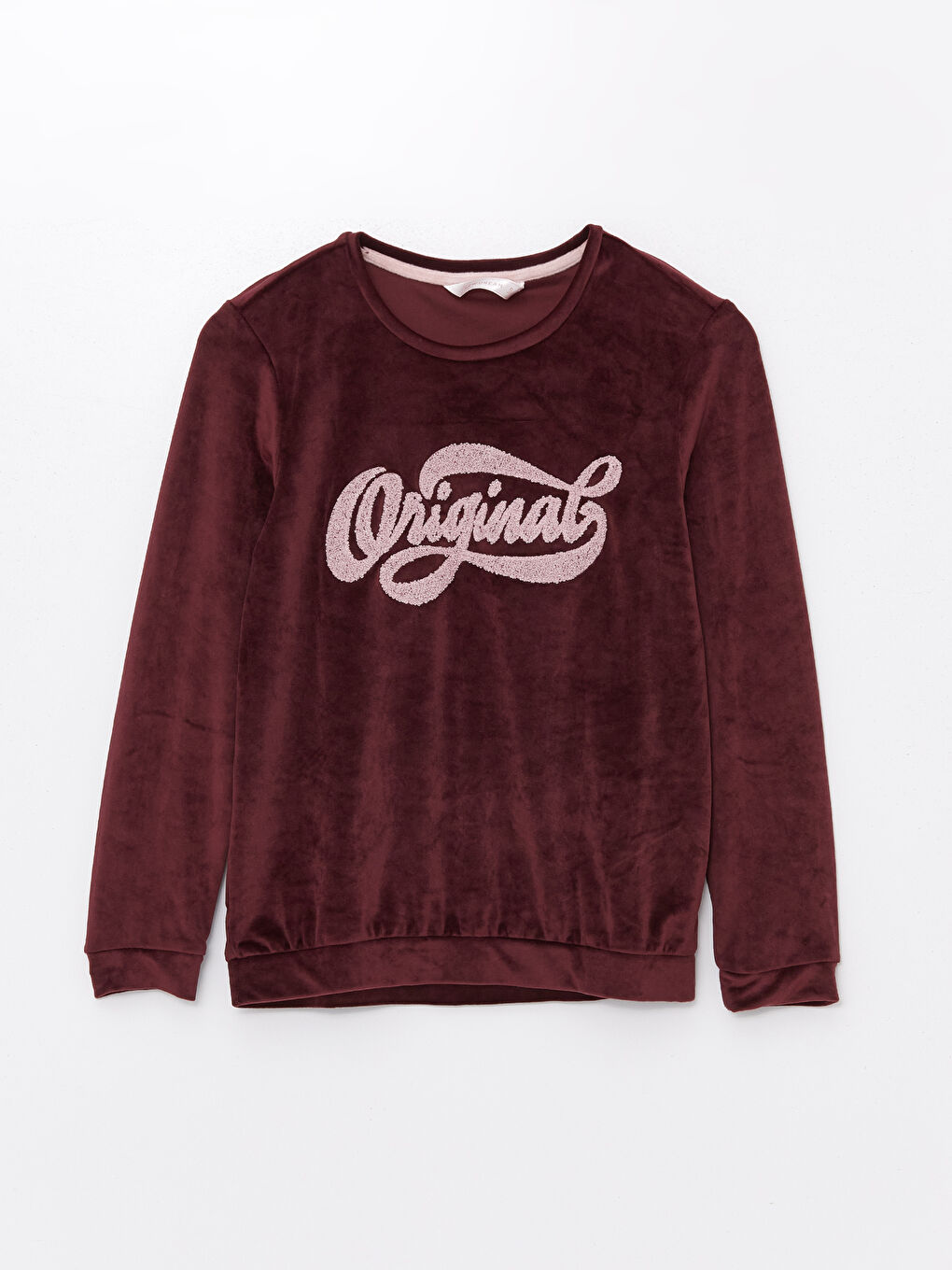 Mürdüm Bisiklet Yaka Nakışlı Uzun Kollu Kadın Pijama Takımı-5