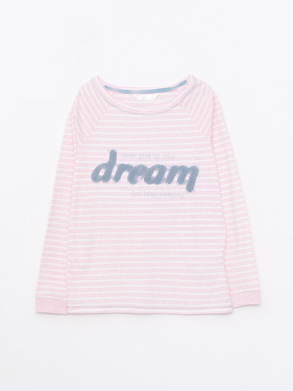 LCW DREAM Pembe Bisiklet Yaka Baskılı Uzun Kollu Kadın Pijama Takımı - 6