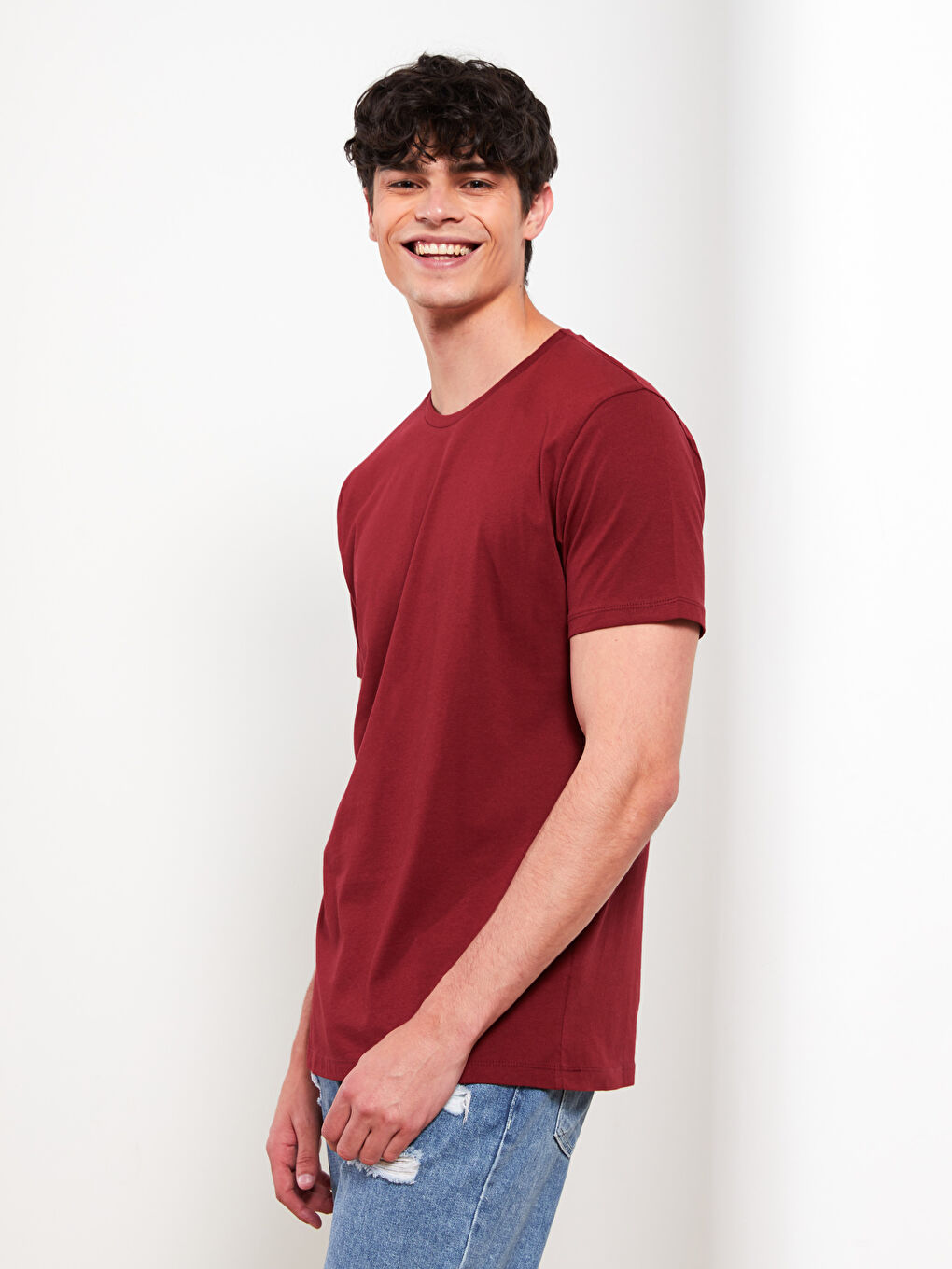 Kırmızı Bisiklet Yaka Penye Erkek Tişört