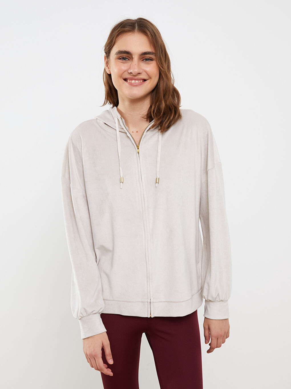 LCW DREAM Mit Kapuze Regulär Langarm Samt Pyjama-Oberteil für Damen -W21989Z8-EHW