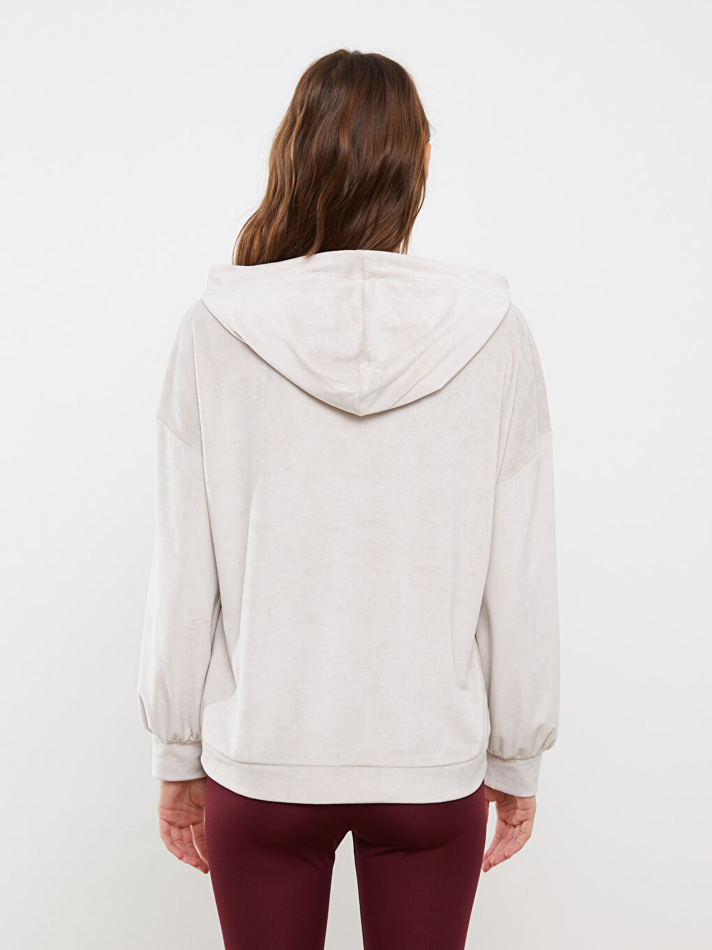 LCW DREAM Mit Kapuze Regulär Langarm Samt Pyjama-Oberteil für Damen -W21989Z8-EHW