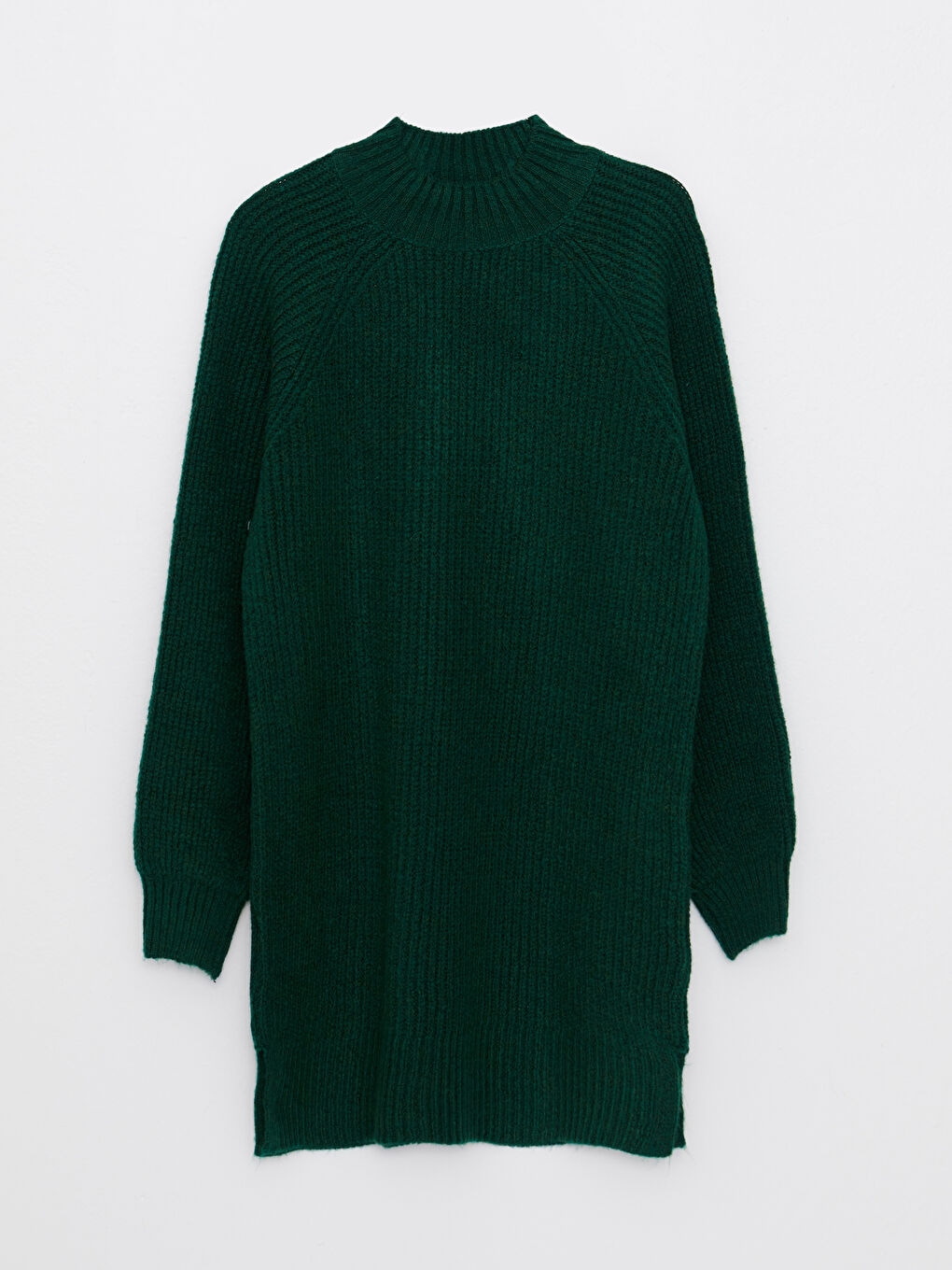 Yeşil Yarım Balıkçı Yaka Düz Uzun Kollu Kadın Tunik-4