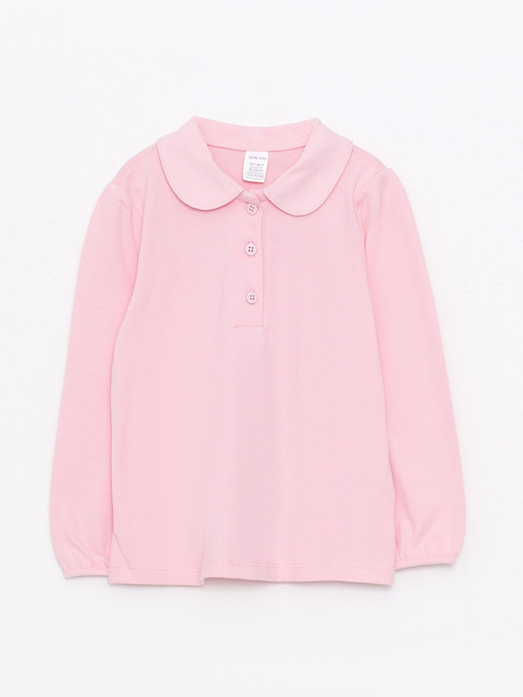 LC Waikiki Peter Pan Collar Long Sleeve Basic Baby Girls' T-Shirt -W22014Z1-FLX