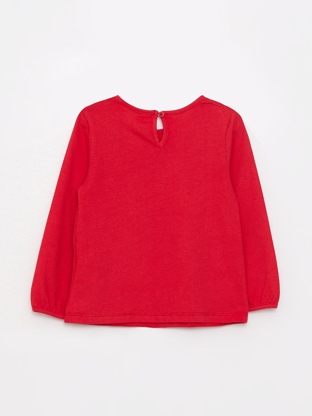 Kırmızı Bisiklet Yaka Uzun Kol Basic Kız Bebek Tişört-1